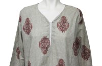 画像1: クルタ : ボタニカル模様 <インド表記L>