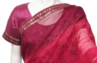 画像1: SALE!! サリー:ピンク~レッドパープル リーフ