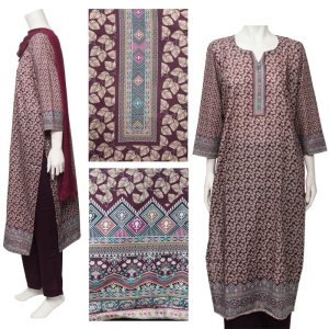 画像2: ＜L＞パンジャビドレス：クルタ・ズボン レッドパープル系 (2)
