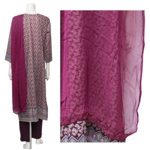 画像3: ＜L＞パンジャビドレス：クルタ・ズボン レッドパープル系 (3)