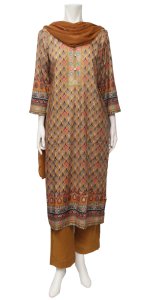 画像1: ＜M＞パンジャビドレス：クルタ・ズボン 黄土色 (1)
