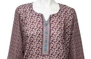 画像4: ＜L＞パンジャビドレス：クルタ・ズボン レッドパープル系 (4)